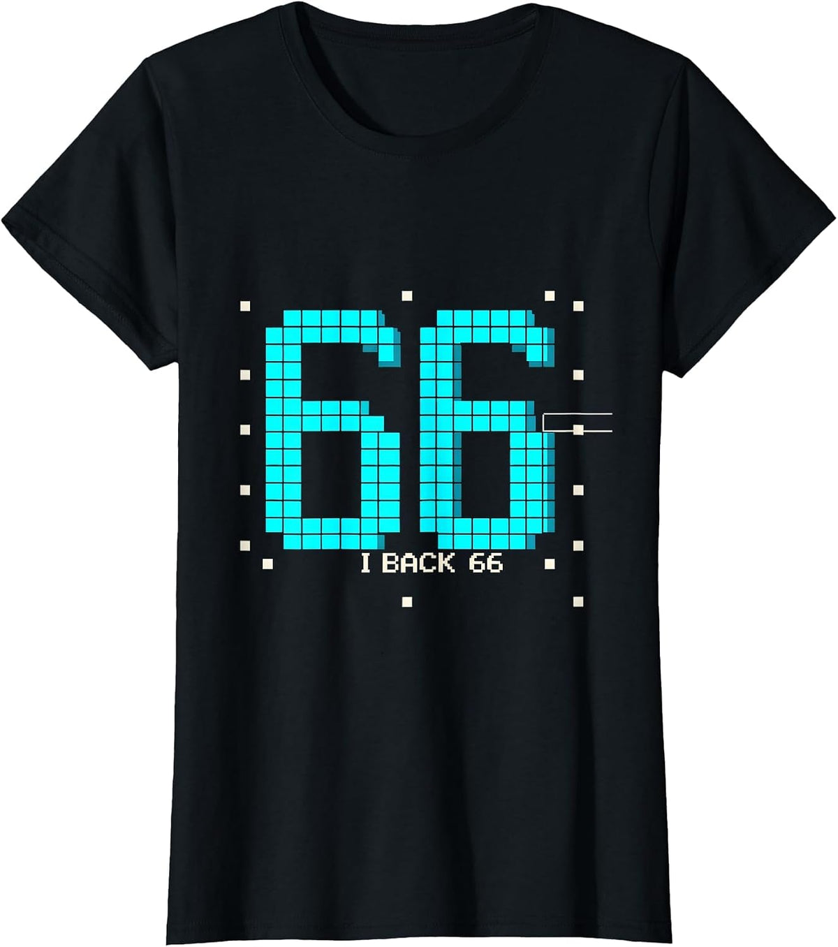 I Back 66 Pixel Art Lucky Number Novelty T-Shirt - Black