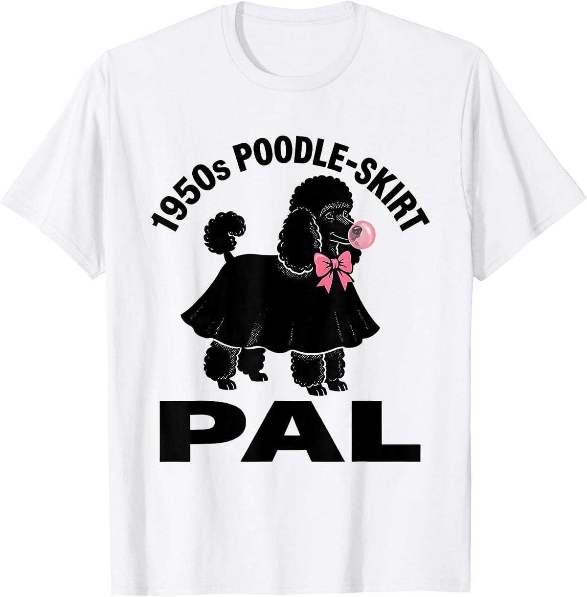 Men's 1950s Poodle-Skirt Pal Retro Sock Hop Rockabilly Party T-Shirt - White