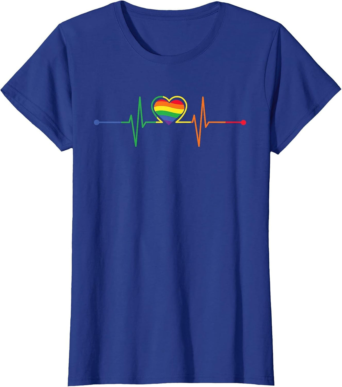 Rainbow Heartbeat - Flag LGBT Gay Pride Month Transgender T-Shirt - Royal Blue