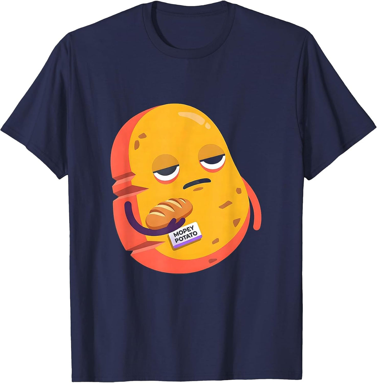 Men's Mopey Potato Funny Couples Thanksgiving Matching T-Shirt - Navy Blue