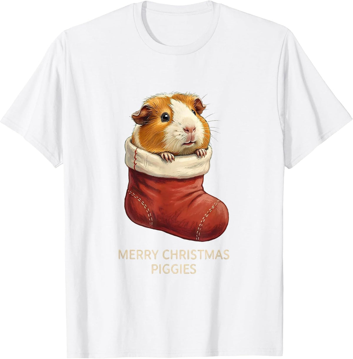 Men's Merry Christmas, Piggies Storybook Guinea Pig Pet Lover T-Shirt - White