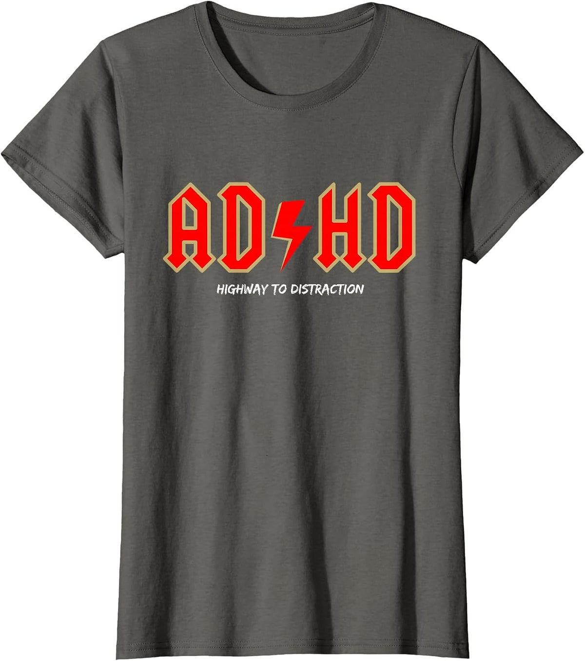 Funny ADHD Rock Mode – Highway to Distraction T-Shirt - Asphalt Grey