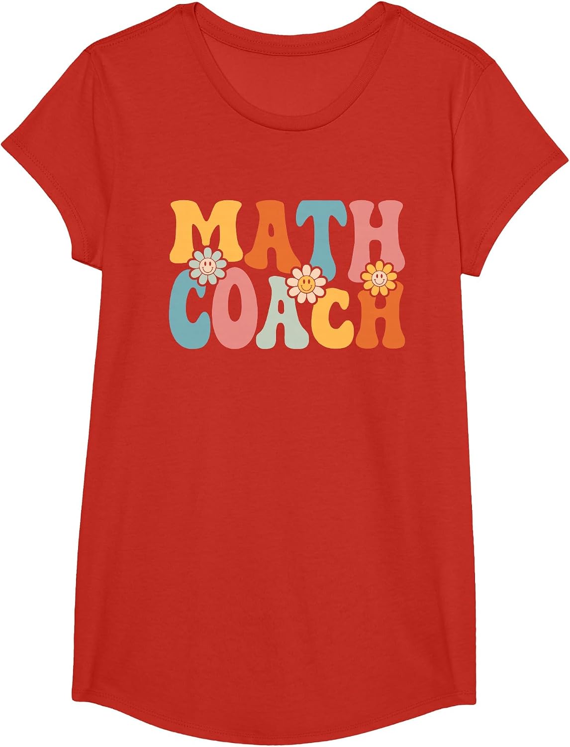 Math Coach Shirt Funny Back to School Teachers Students T-Shirt - Girls Red