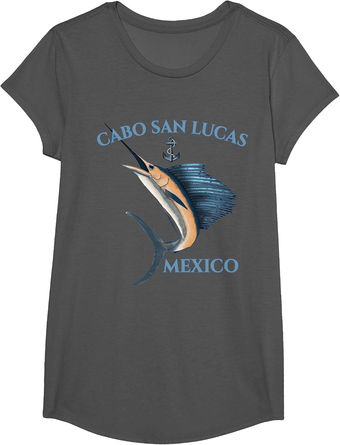 Swordfish Marlin Cabo San Lucas Mexico T-Shirt - Girls Asphalt Grey