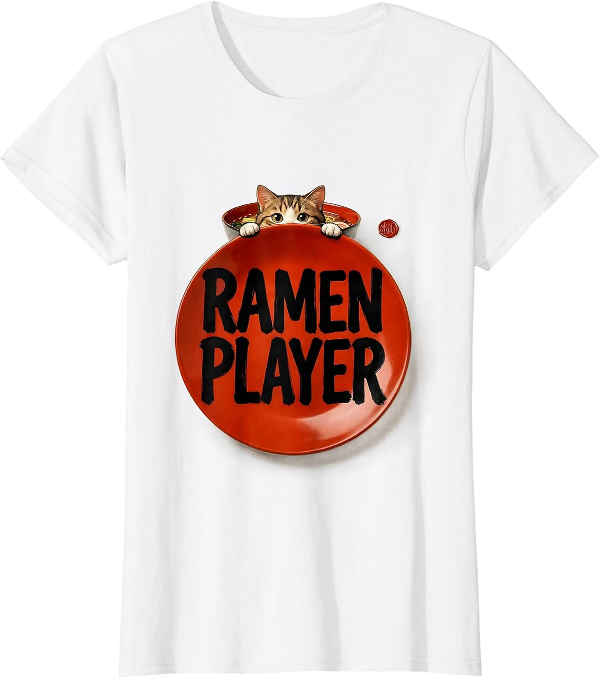Women's Ramen Player Funny Cat Ramen Anime Kawaii Japanese Art Gift T-Shirt - White