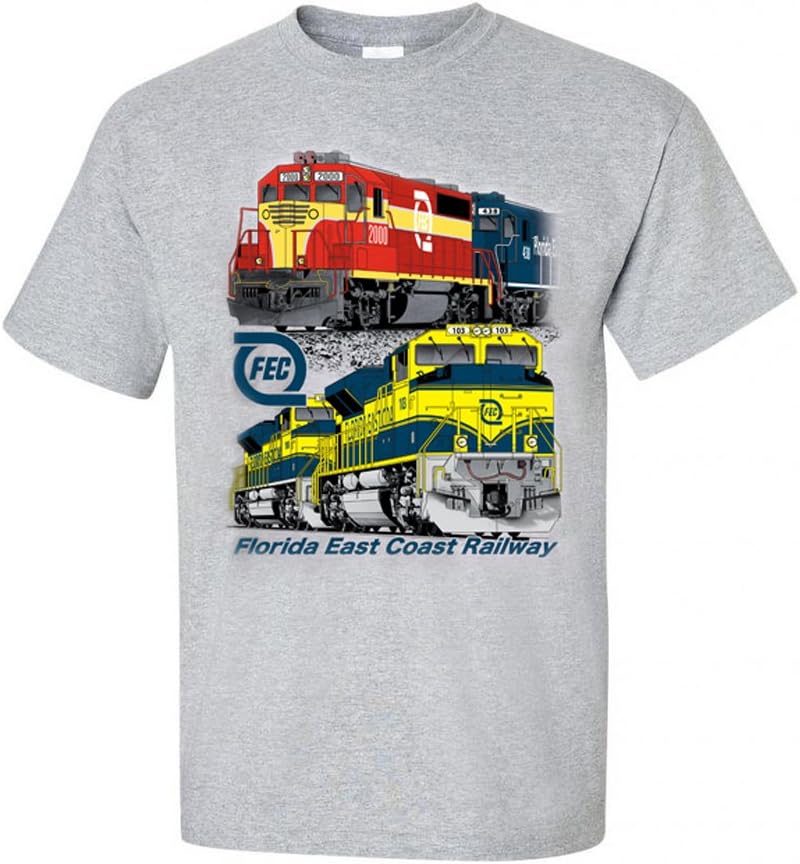 Florida East Coast Railway FEC Authentic Railroad T-Shirt Tee Shirt (Adult, XX-Large) - As Pictured