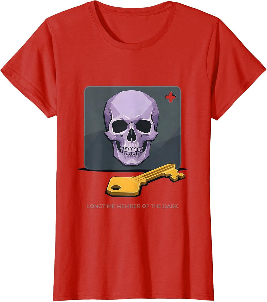 Women's Longtime Member Of The Dark Alt Goth Y2K Grunge Skull T-Shirt - Red