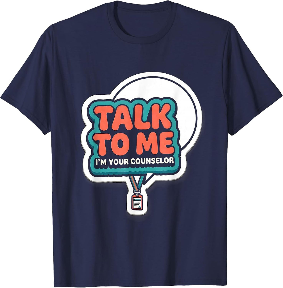 Men's Talk To Me, I’m Your Counselor Groovy Retro School Counselor T-Shirt - Navy Blue