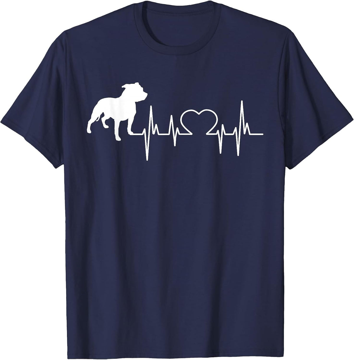American Pitbull Terrier APBT Heartbeat T-Shirt - Navy Blue