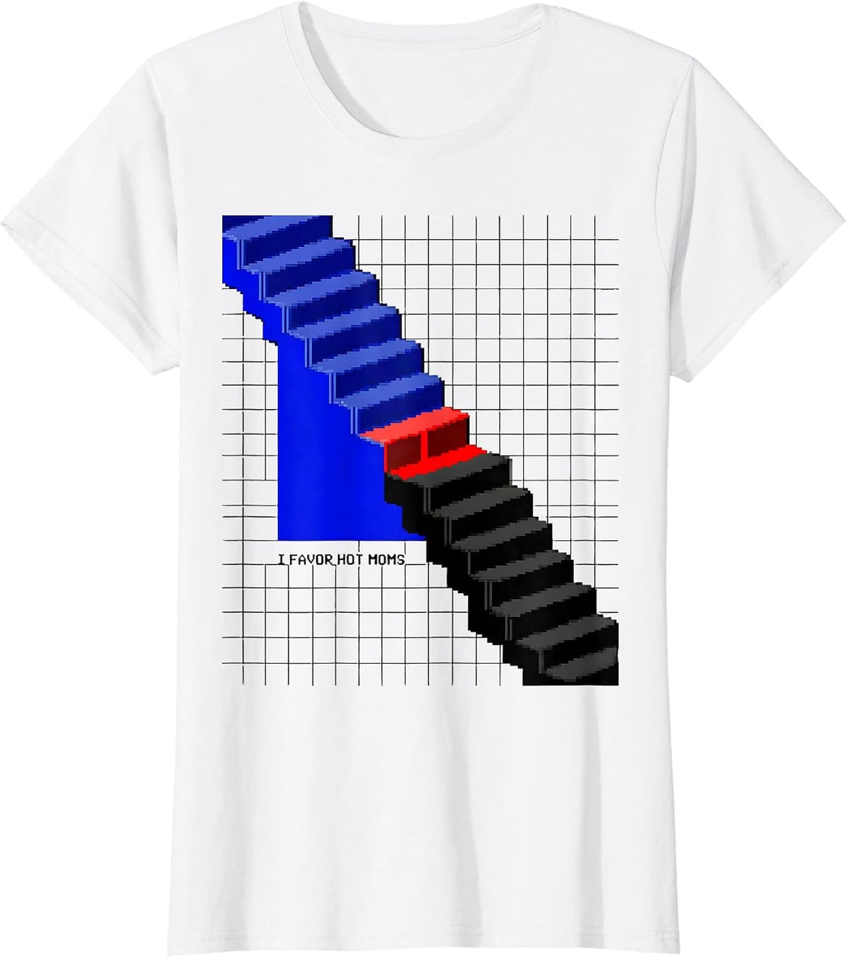 I Favor Hot Moms Funny Pixel Art Adult Humor Novelty T-Shirt - White