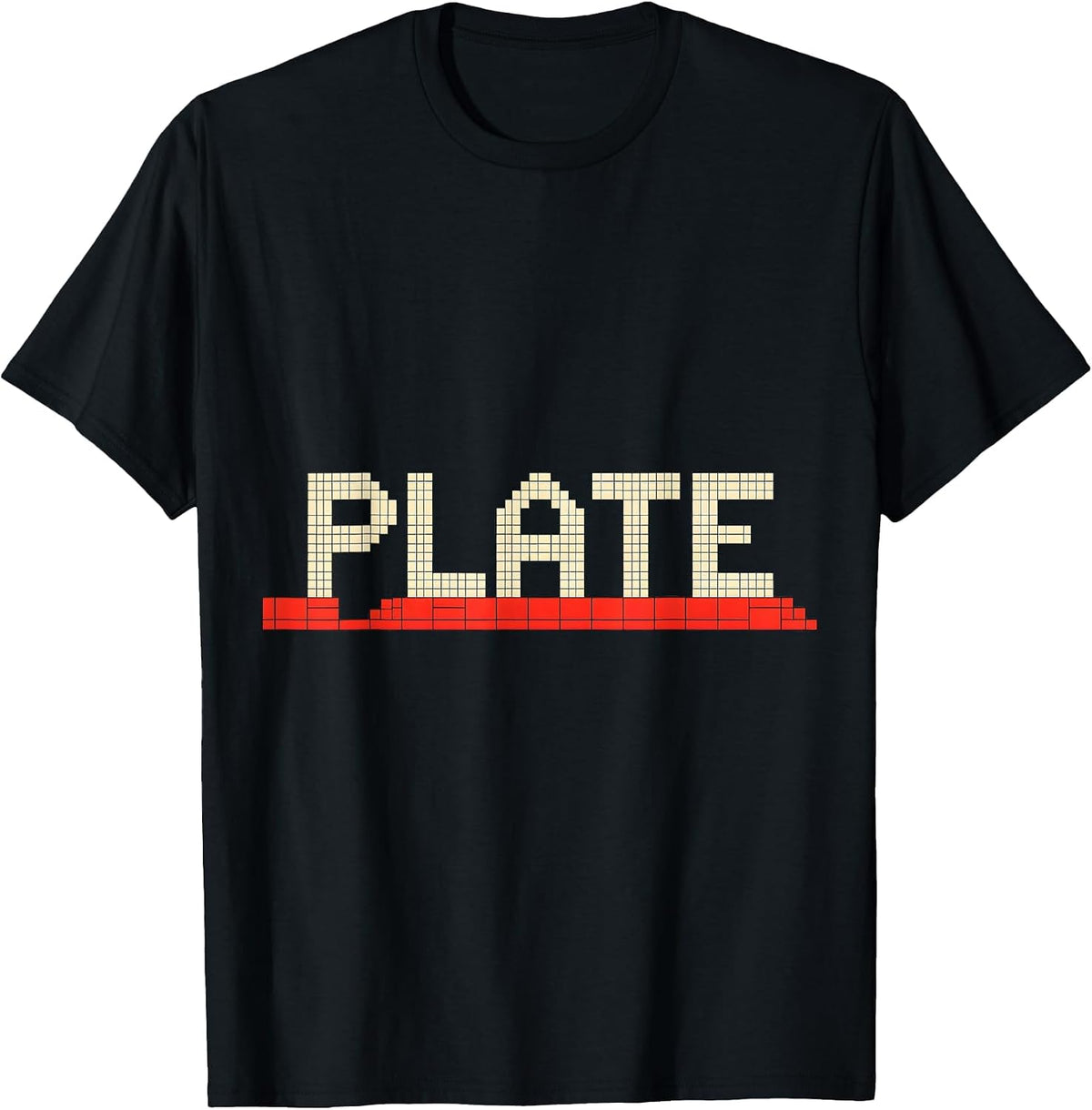 Men's Plate Pixel Art Shirt That Says Novelty Deadpan Humor T-Shirt - Black