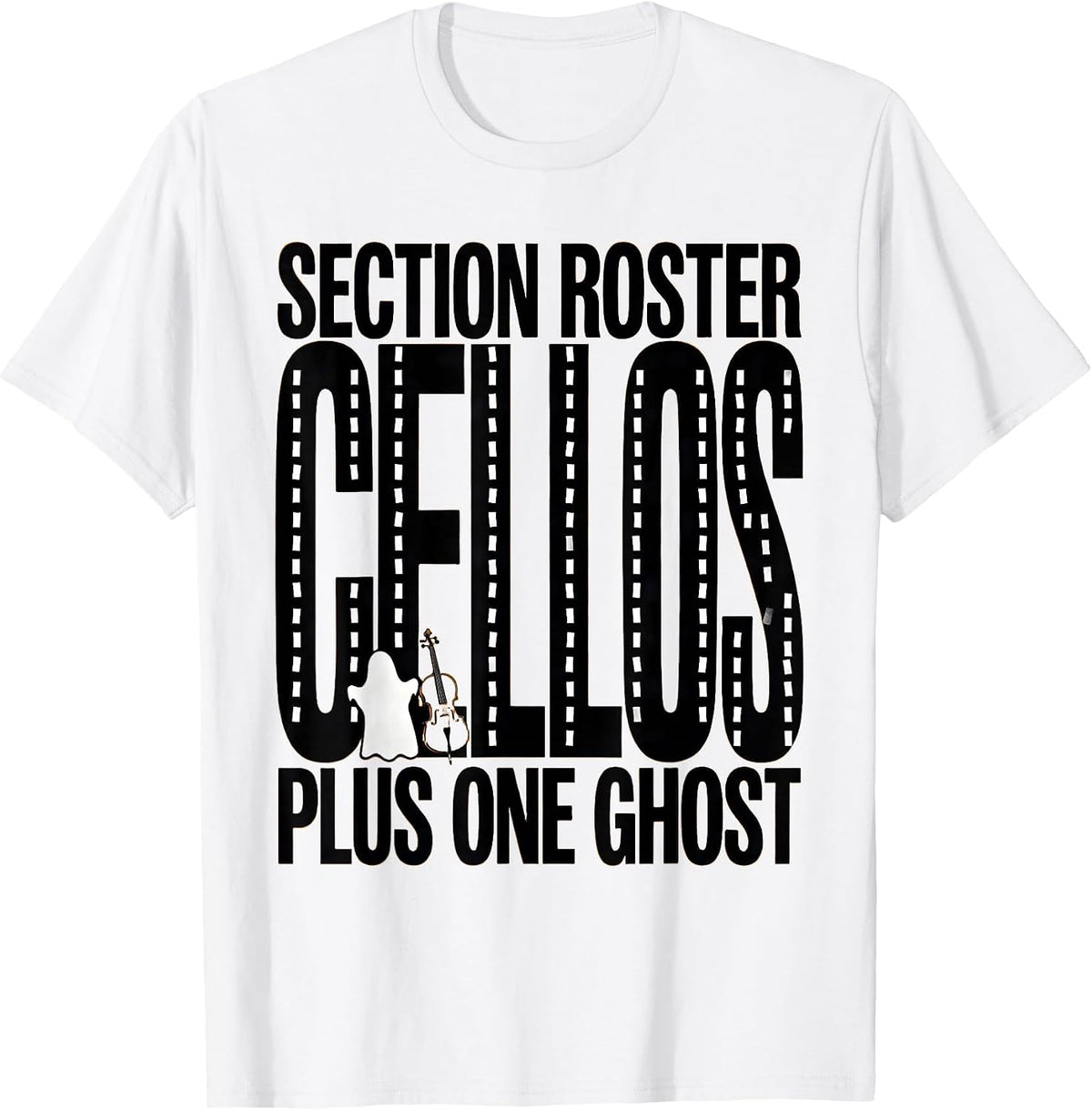 Men's Section Roster Cellos Plus One Ghost Funny Music Teacher T-Shirt - White
