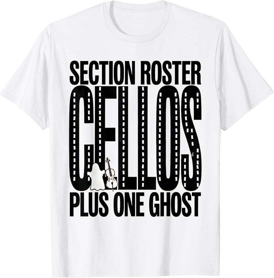 Men's Section Roster Cellos Plus One Ghost Funny Music Teacher T-Shirt - White