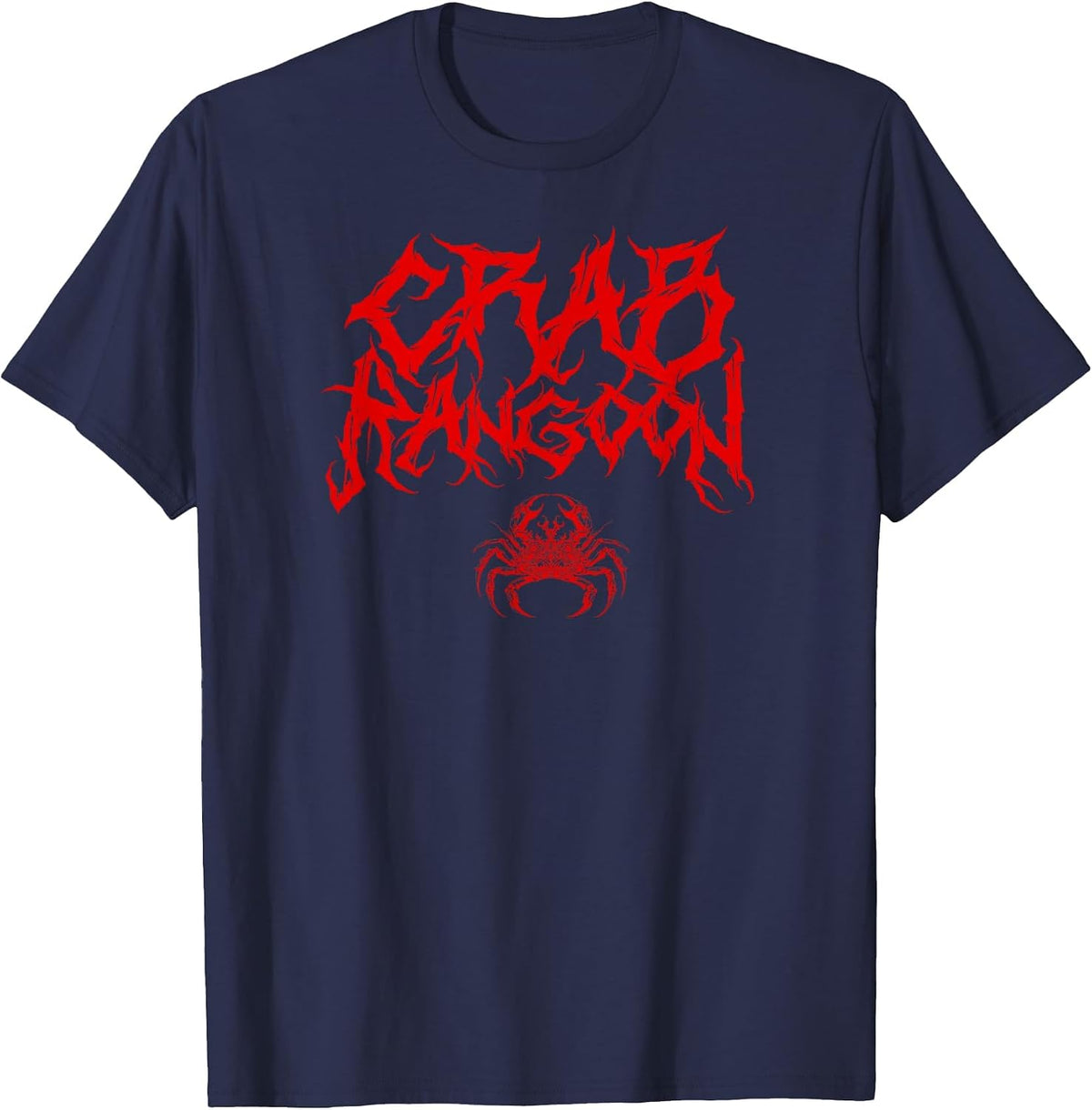Crab Rangoon Funny Chinese Food Heavy Metal Band Goth Cursed T-Shirt - Navy Blue