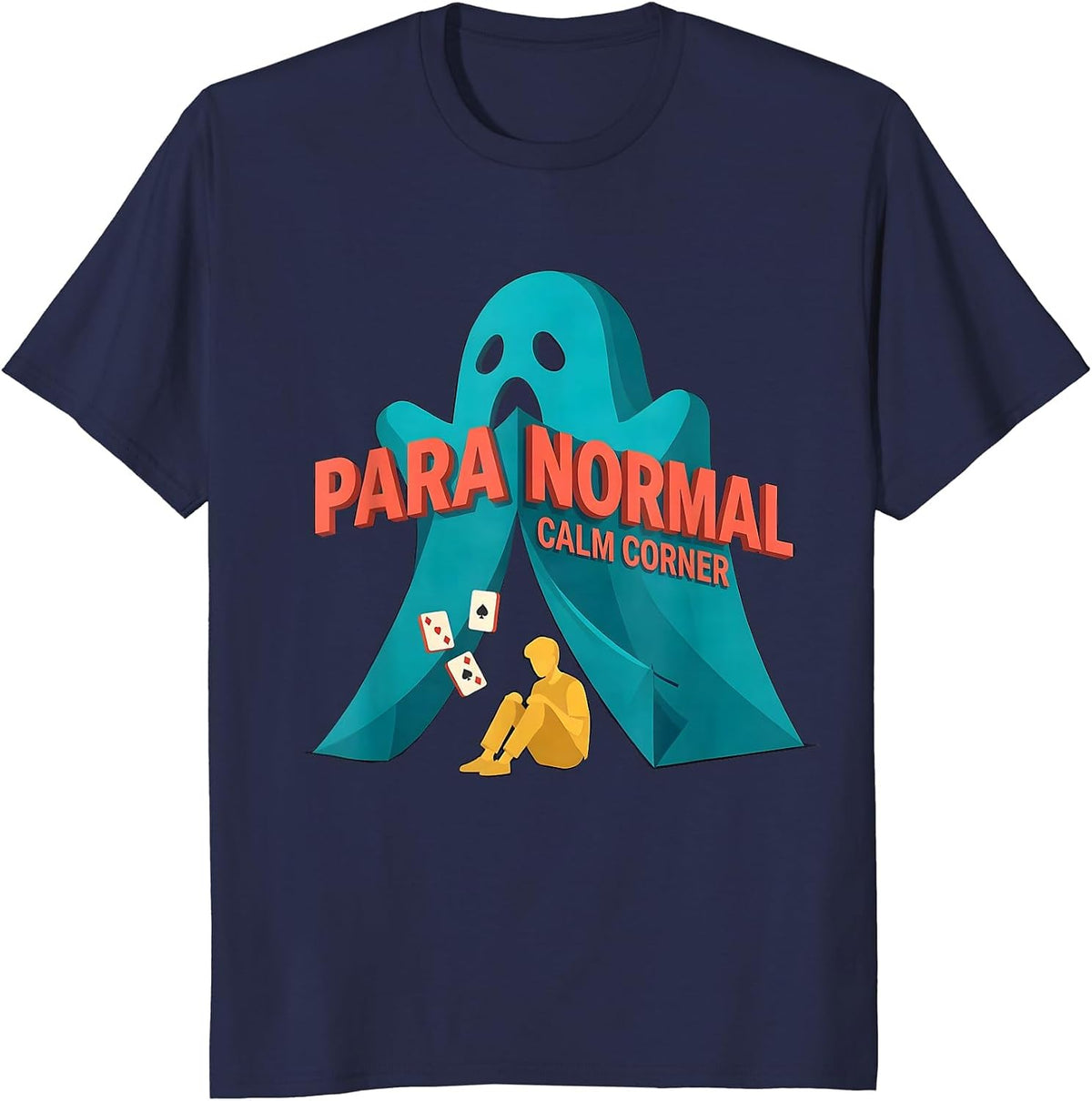 Para Normal Calm Corner Funny Ghost Paraprofessional T-Shirt - Navy Blue