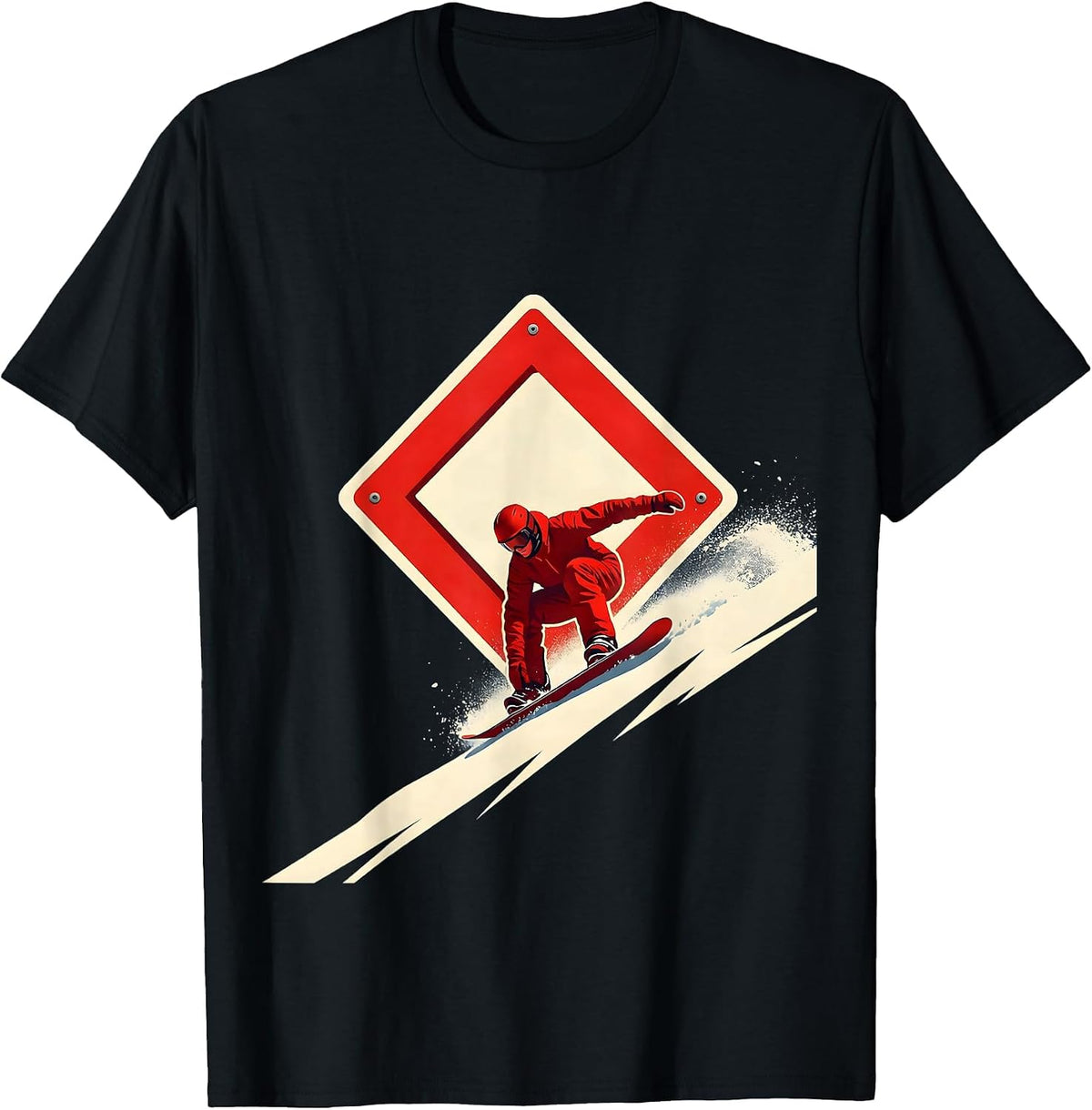 Men's Double Diamond Snowboarder Ski Dad Winter Humor T-Shirt - Black