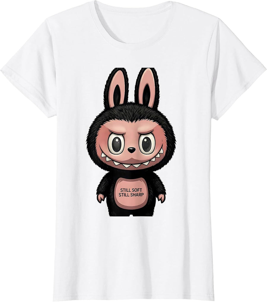 Women's Still Soft, Still Sharp Creepy Cute Goth Bunny Horror T-Shirt - White