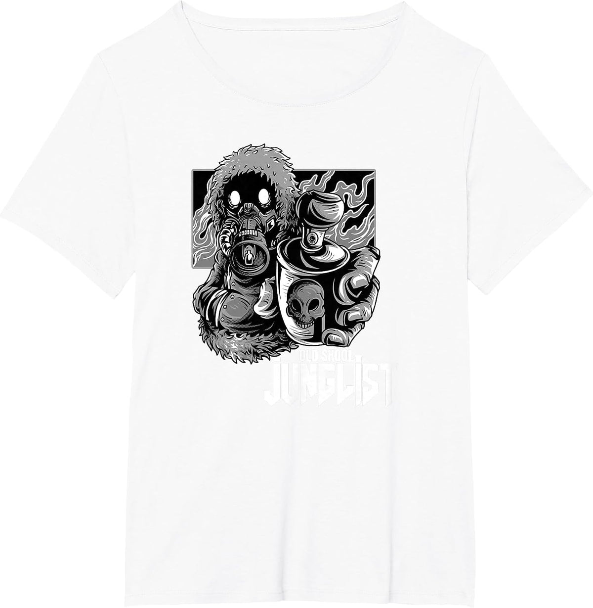Junglist Raver Spray Can EDM Drum and Bass T-Shirt - White