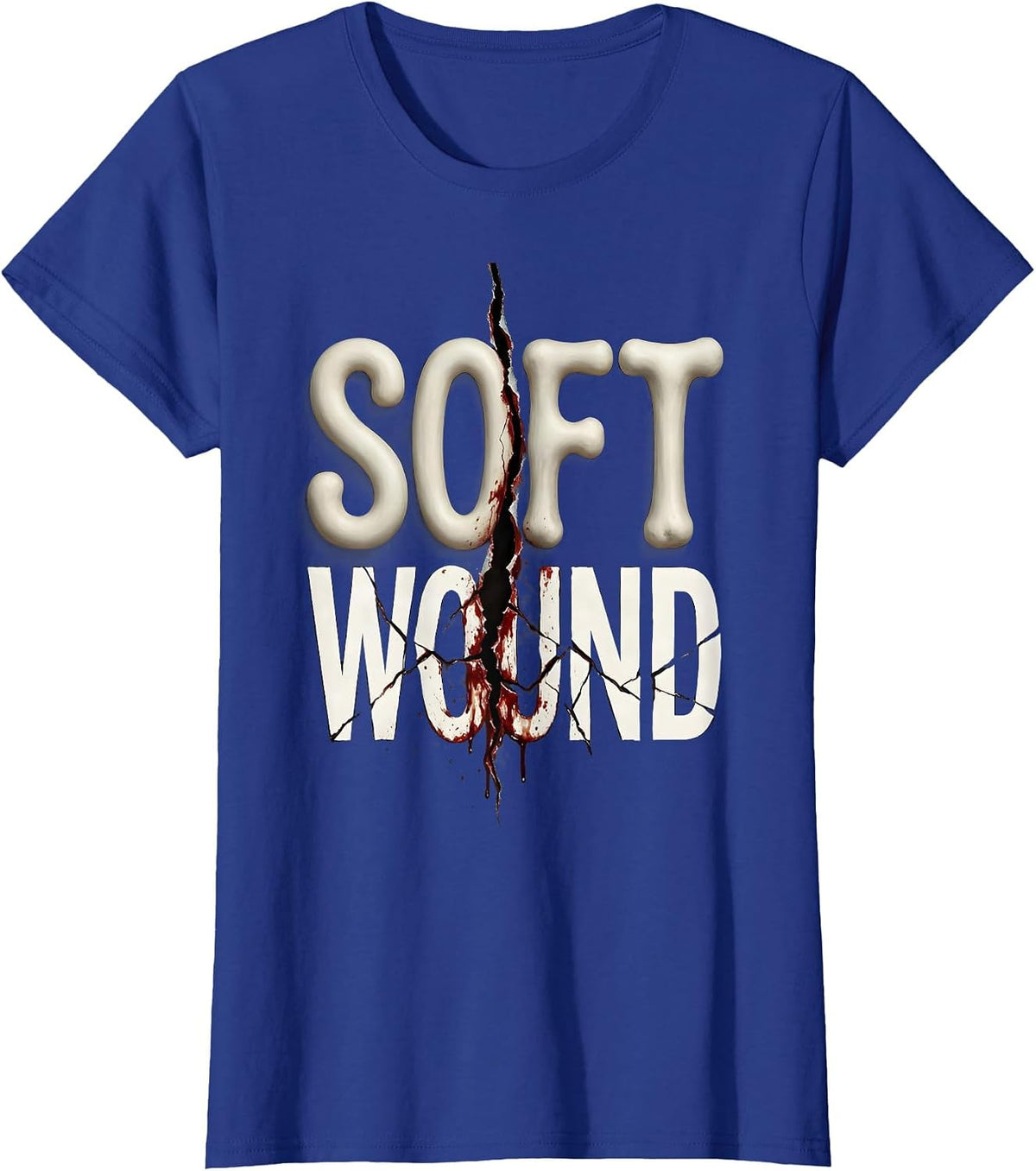 Women's Soft Wound Y2K Grunge Alt Goth Streetwear Vintage Graphic T-Shirt - Royal Blue