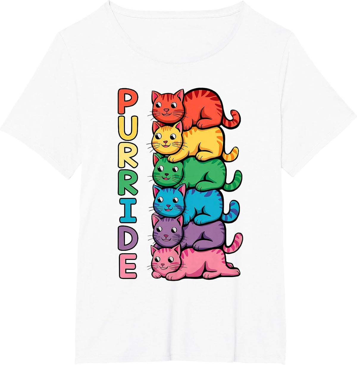 Gay Pride Month Ally Cat Funny LGBTQ Rainbow Men Women Kids T-Shirt - White