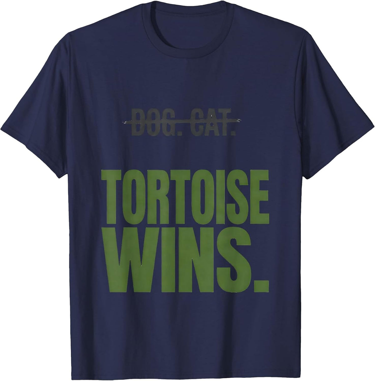 Men's Dog Cat Tortoise Wins Funny Turtle Lover Gift T-Shirt - Navy Blue