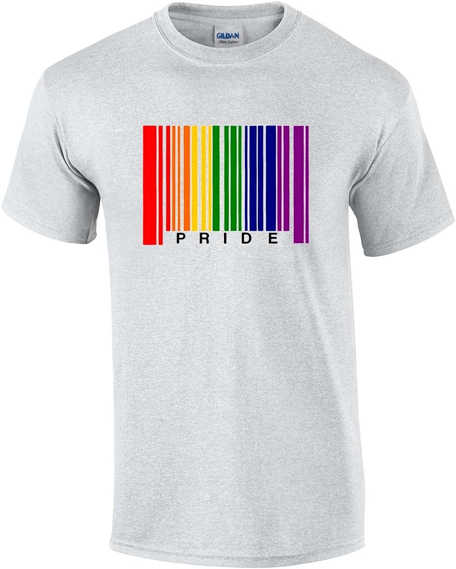 Trenz Shirt Co. Pride Rainbow Barcode Tee - Ash