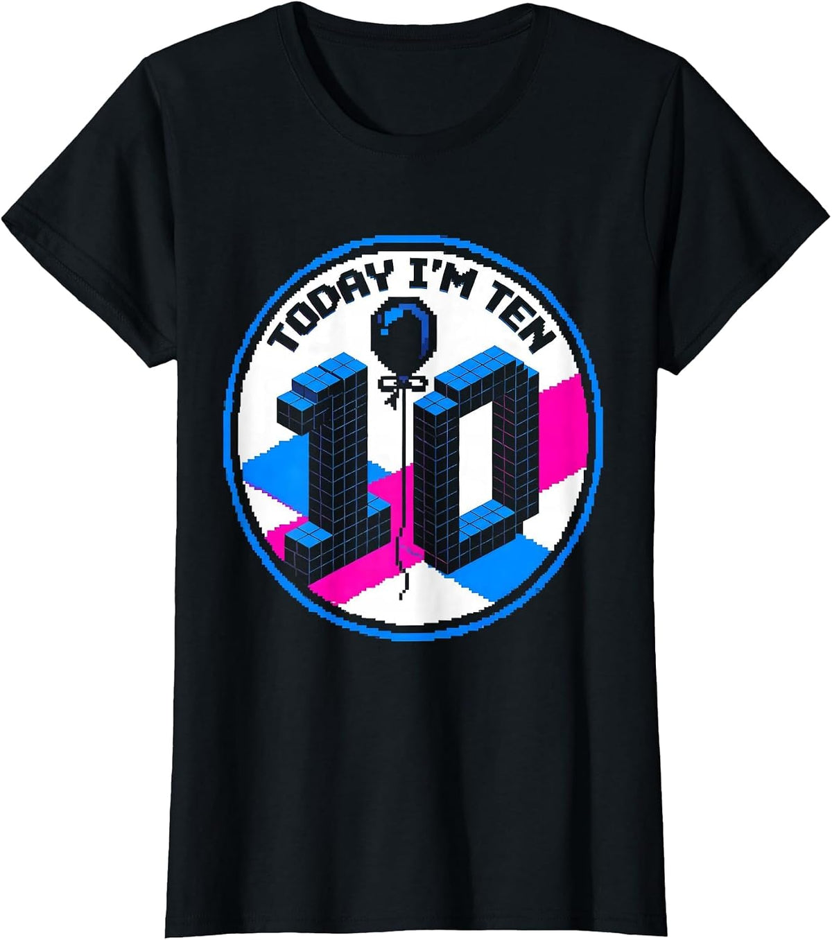 Women's Today I'm Ten Pixel Art Birthday Kid Family Matching Party T-Shirt - Black