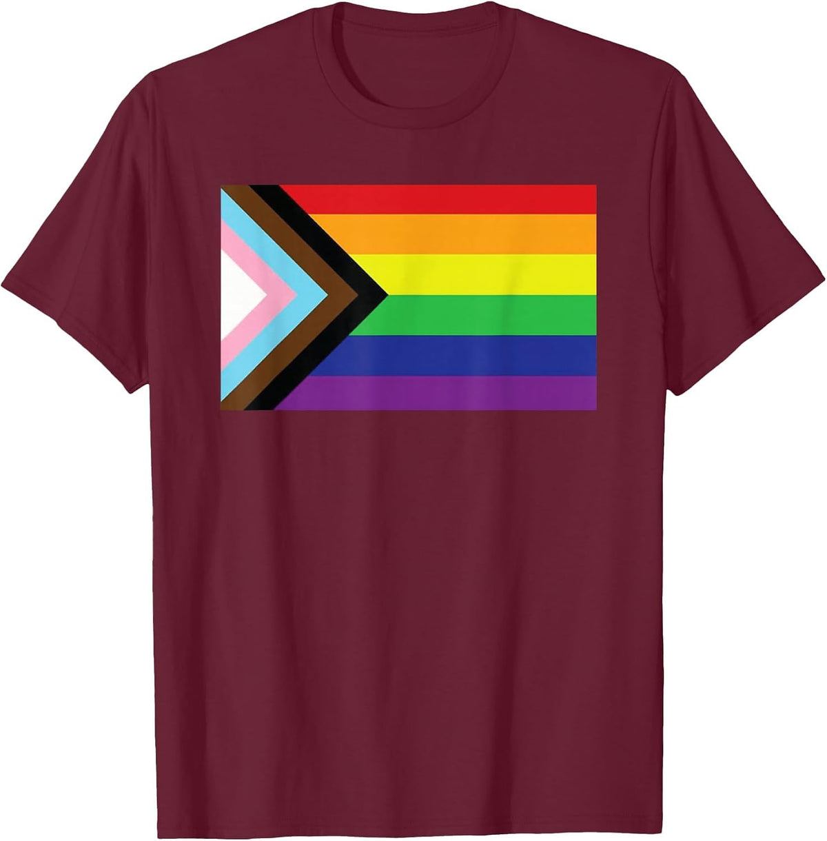 Progress Pride Flag T-Shirt - Burgundy