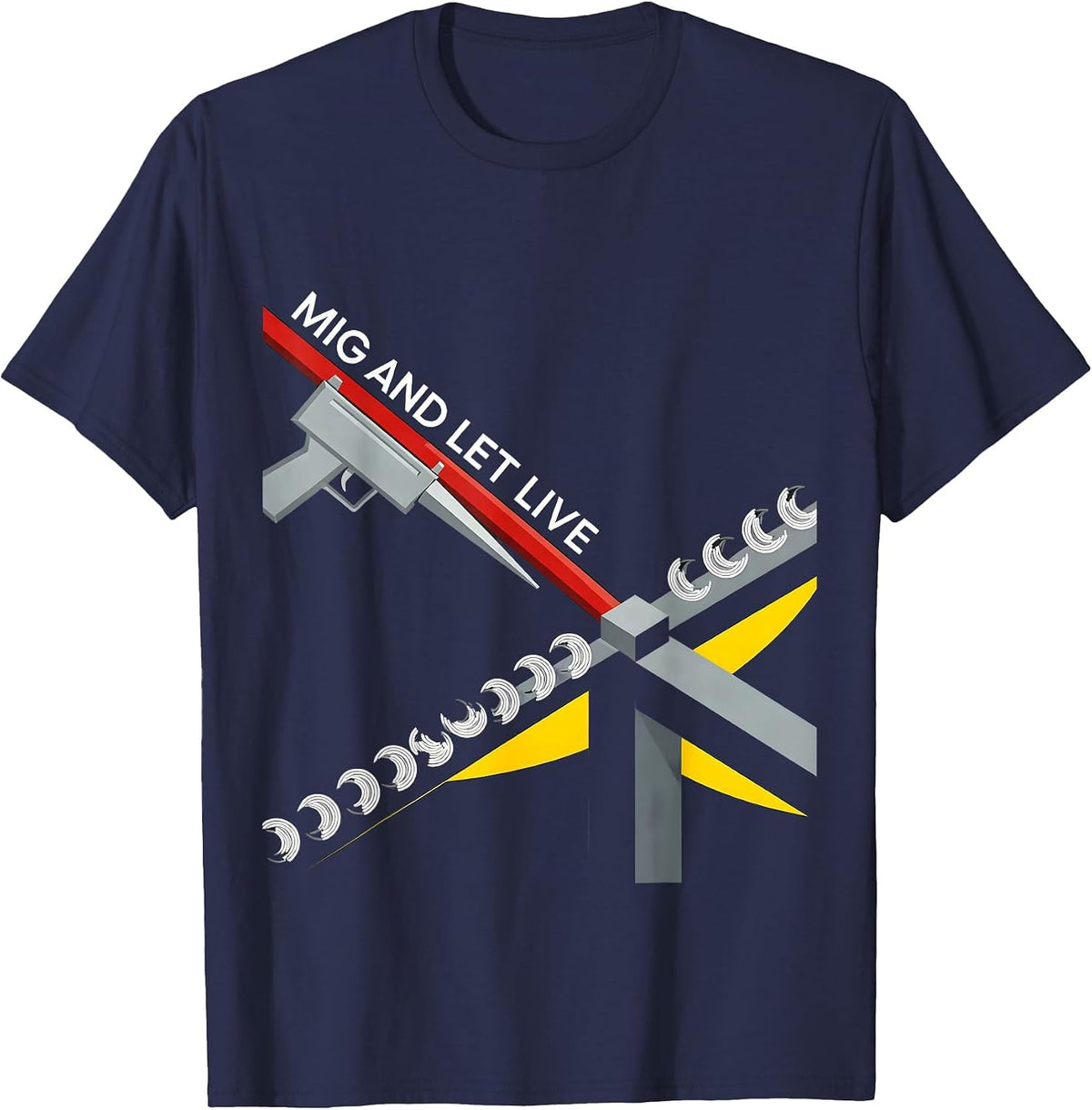 Men's MIG And Let Live Bauhaus Modernist Welder Humor Trade Pride T-Shirt - Navy Blue
