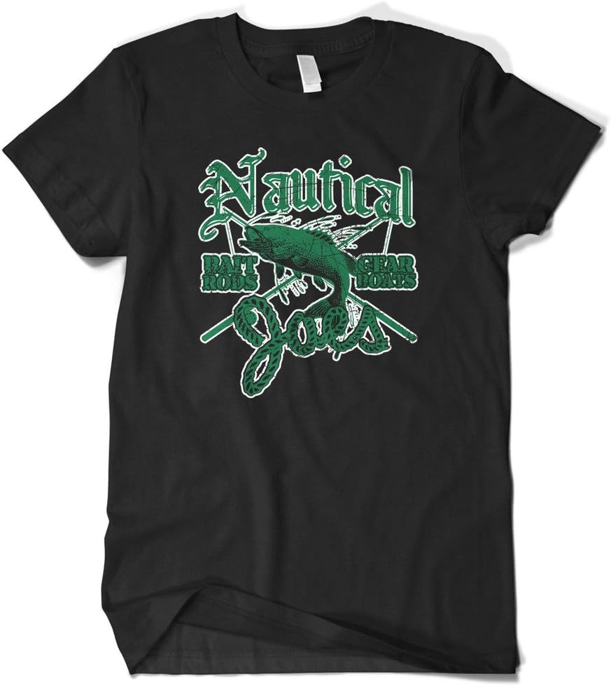 Cybertela Men's Nautical Joe's Bait Rod Gear Boat Fishing T-Shirt - Black