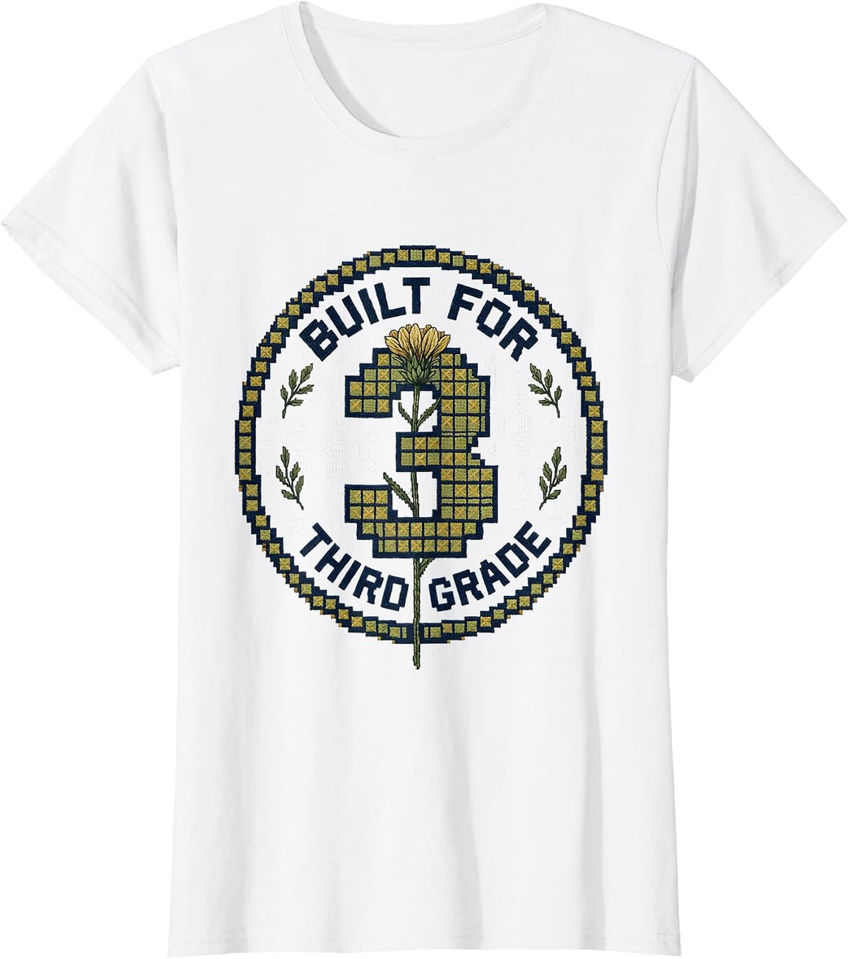 Built For Third Grade Retro Teacher Wildflower T-Shirt - White