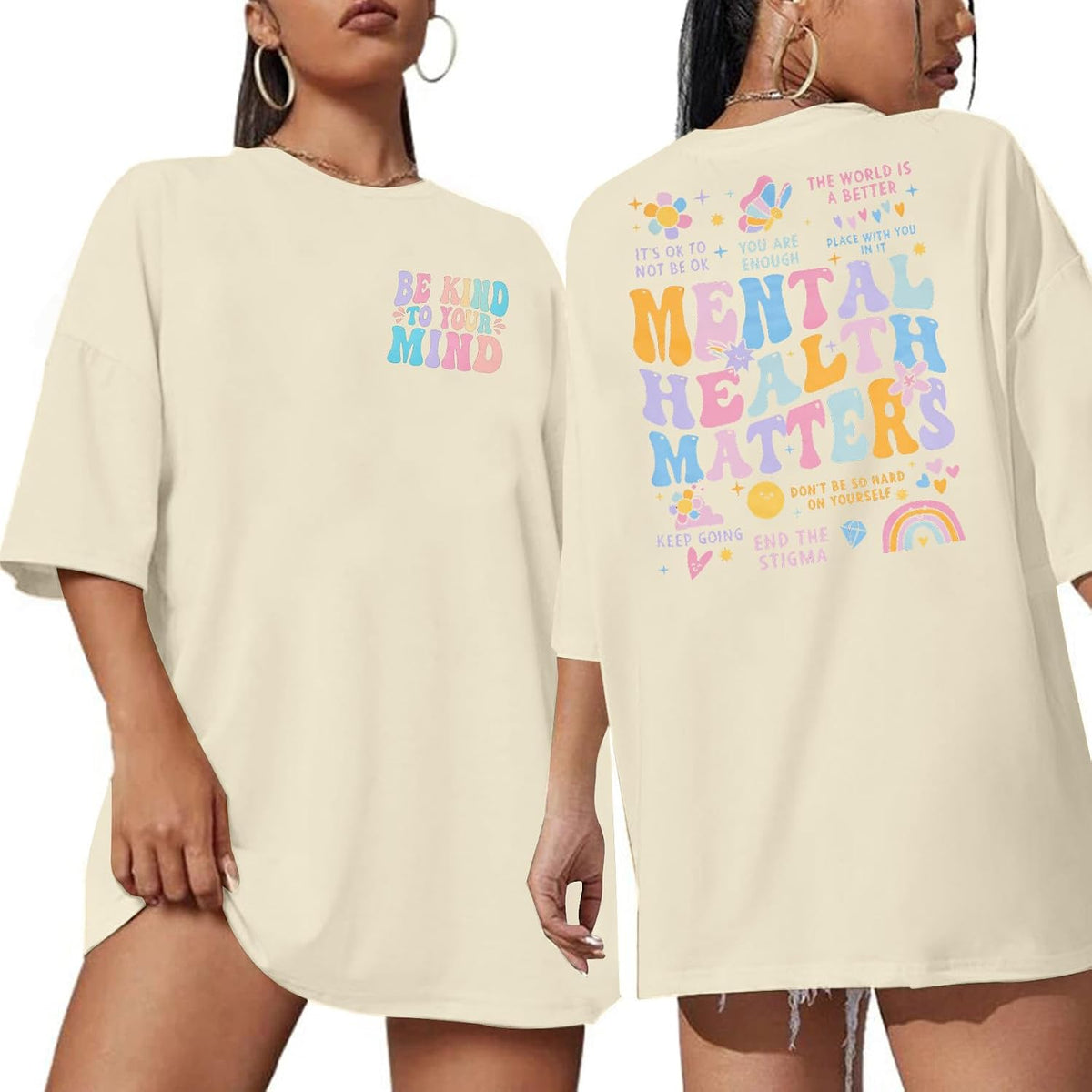 Mental Health Matters Shirt Women Be Kind to Your Mind Letter Print Tshirt Inspirational Tee Graphic Short Sleeve Top -