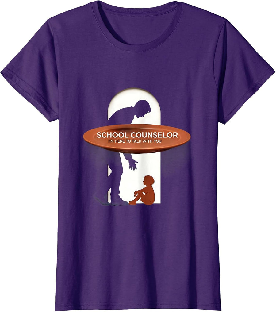Women's School Counselor I'm Here To Talk With You Support T-Shirt - Purple