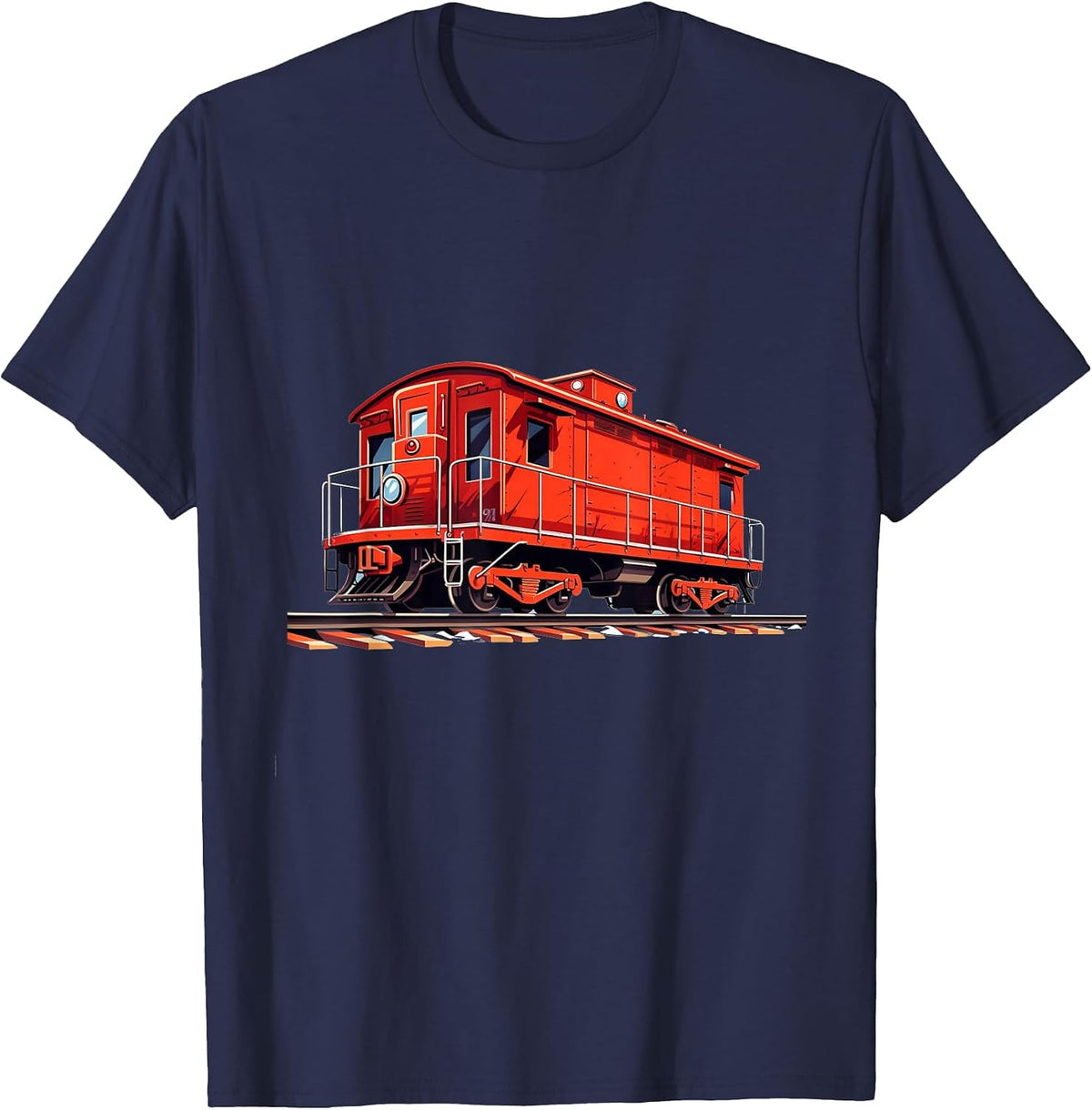 Funny Railroad Caboose for Rail and Railways Lovers T-Shirt - Navy Blue