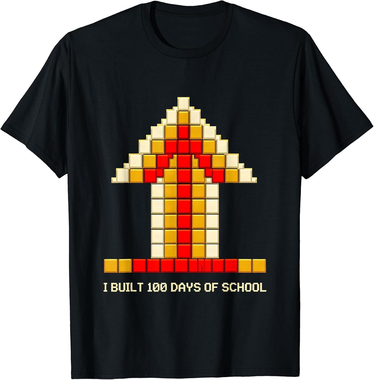 Men's I Built 100 Days of School Pixel Art Kids School Celebration T-Shirt - Black