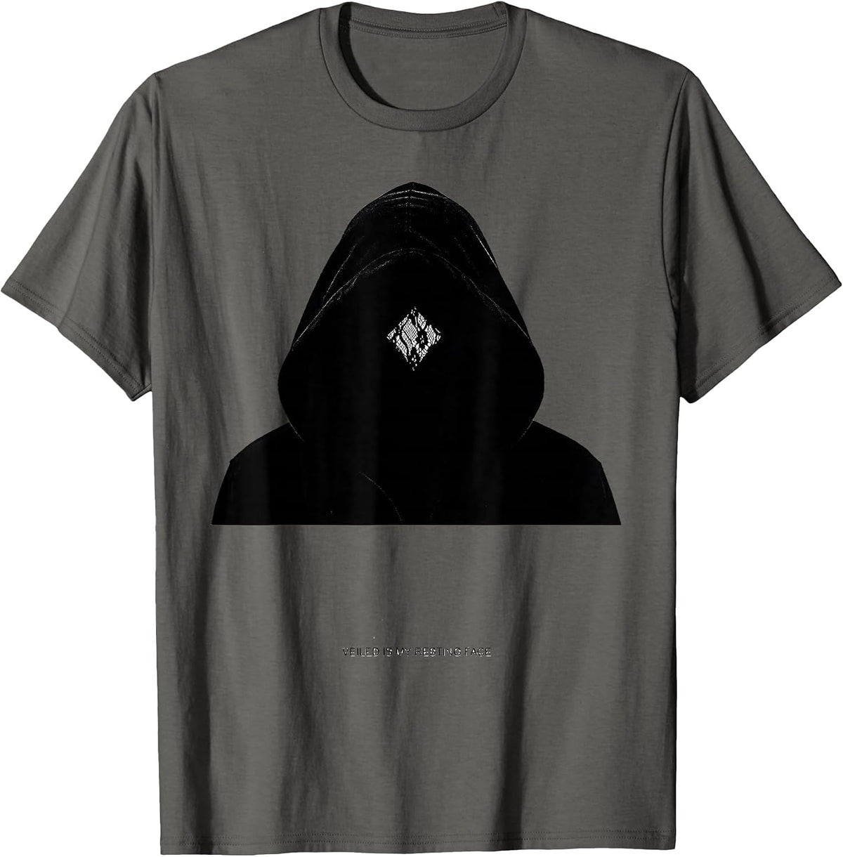 Veiled Is My Resting Face Y2K Grunge Goth Alt Silhouette T-Shirt - Asphalt Grey