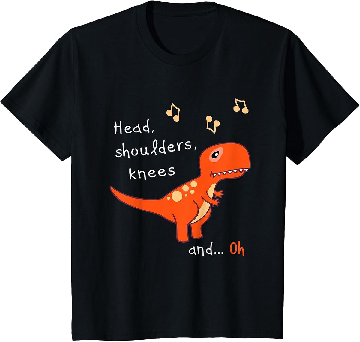 T Rex Dinosaur – Funny Head, Shoulders, Knees & Toes Fail T-Shirt - Black