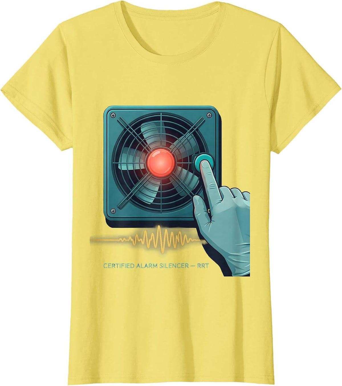 Certified Alarm Silencer RRT Funny Respiratory Therapist RT T-Shirt - Lemon Yellow