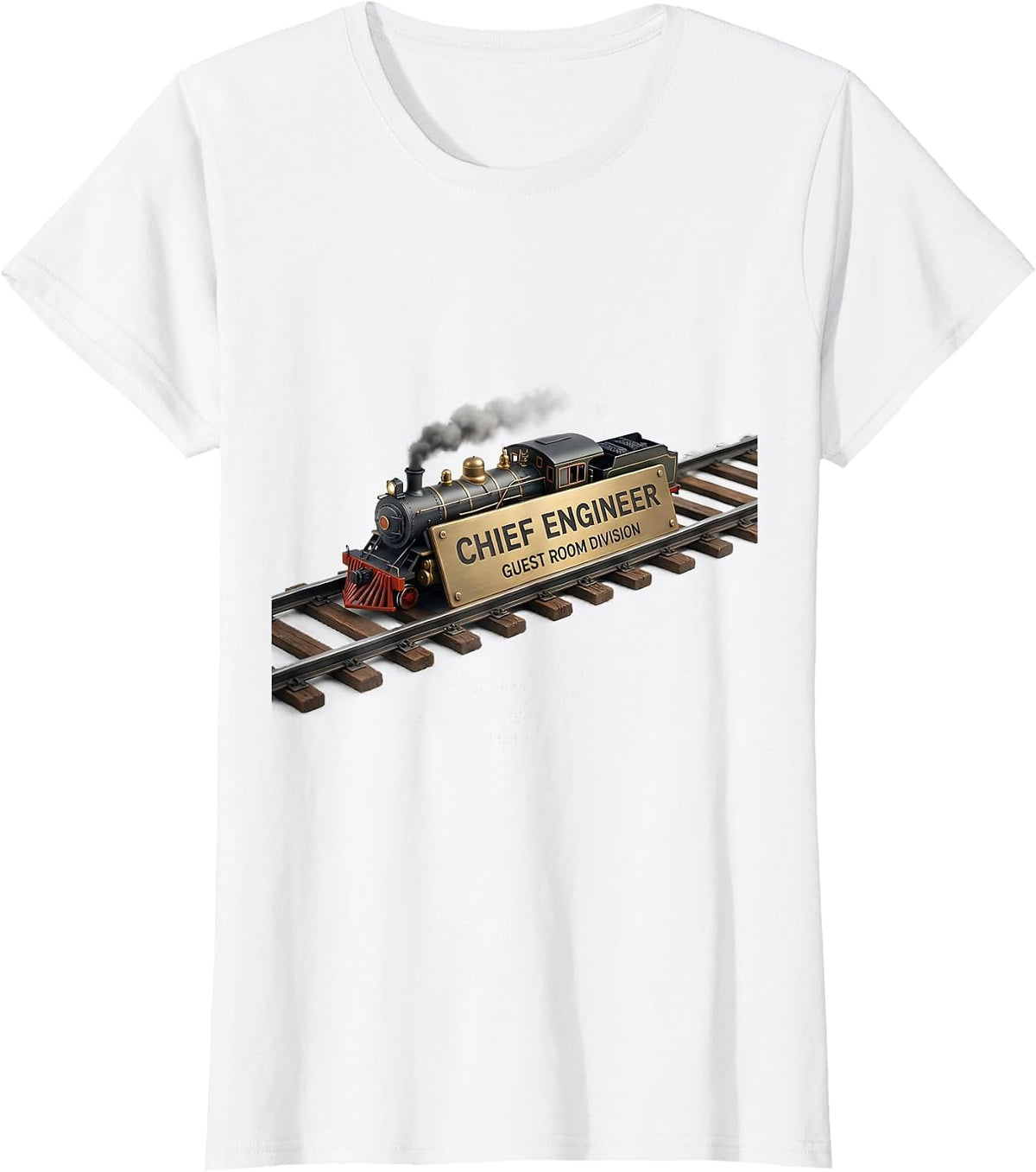 Women's Chief Engineer Guest Room Division Vintage Steam Train T-Shirt - White