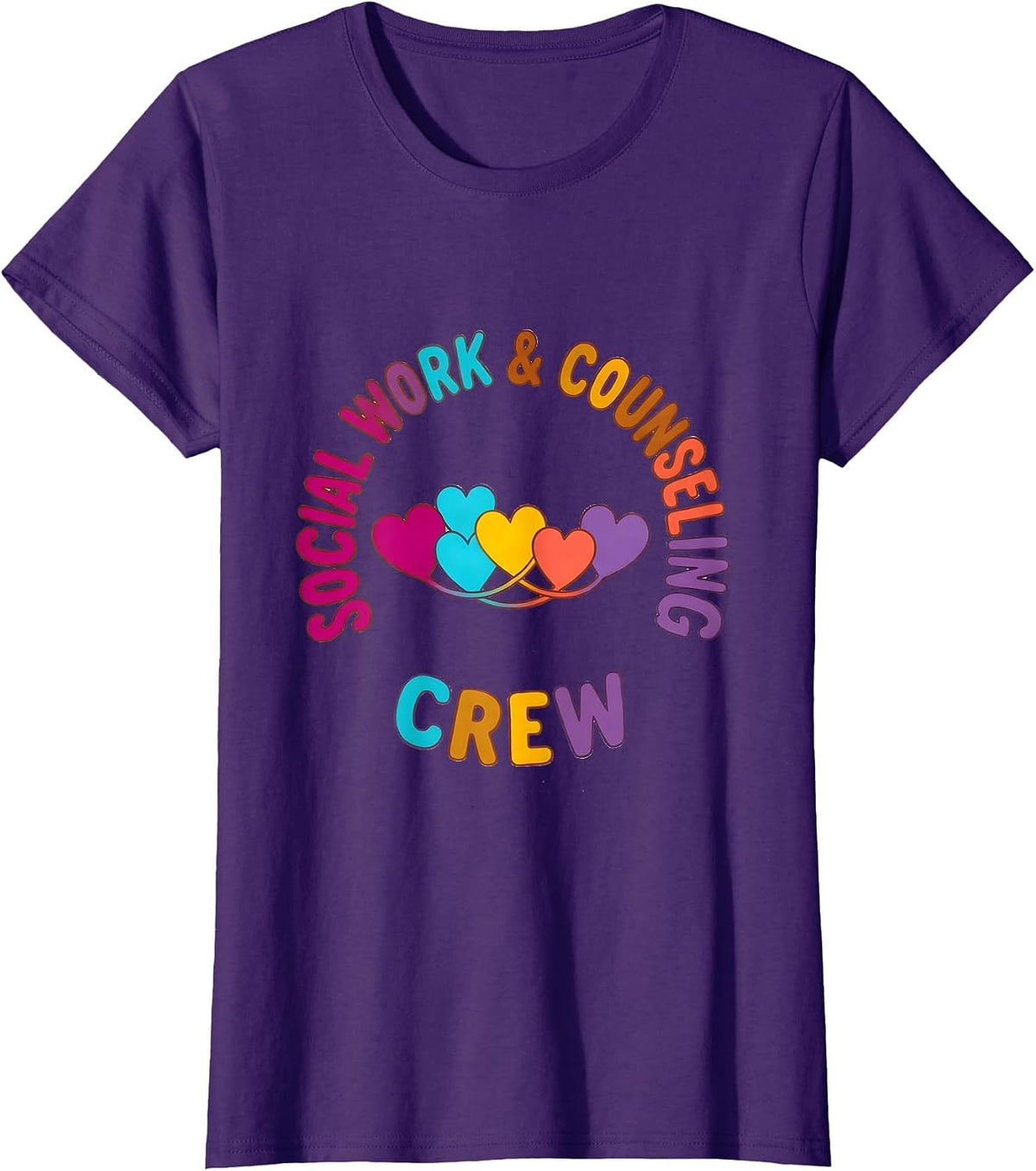 Women's Social Work & Counseling Crew Colorful School Counselor Crew T-Shirt - Purple