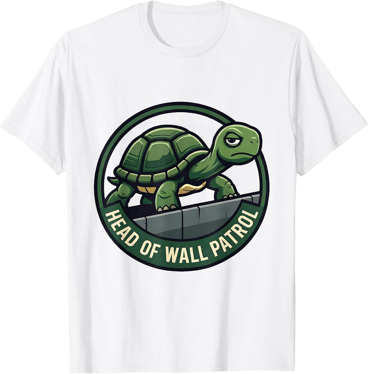Men's Head Of Wall Patrol Funny Tortoise Pet Lover Humor T-Shirt - White