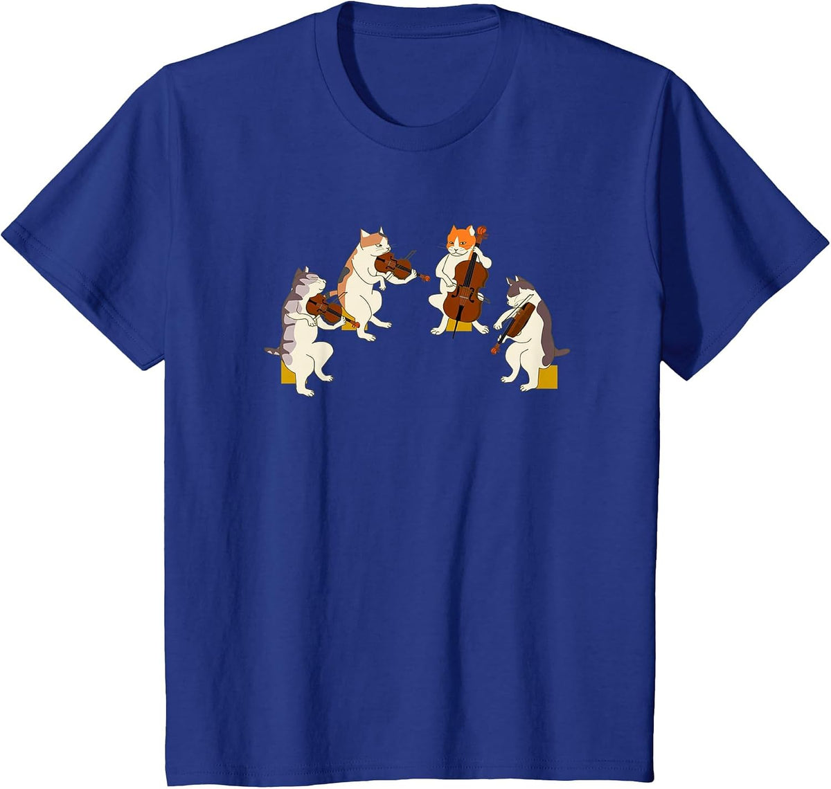 Playing Cats String Quartet Funny Musician Orchestra Fun T-Shirt - Royal Blue