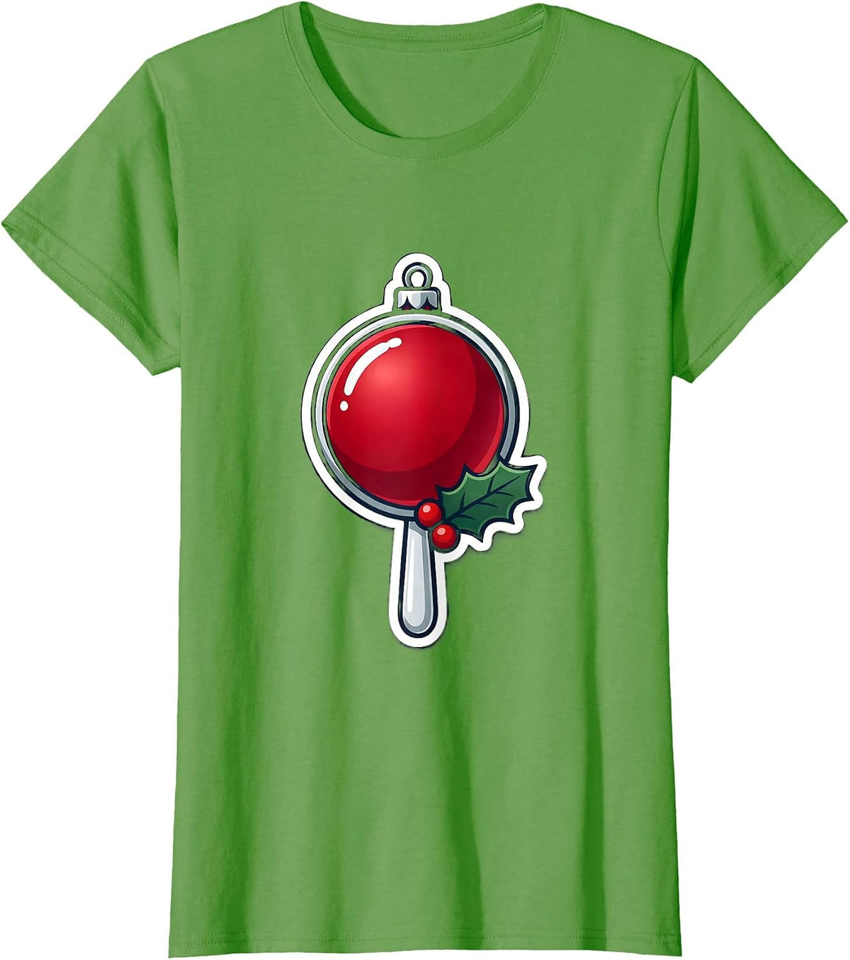 Women's Dental Mirror Ornament Sticker Dentist Christmas Humor T-Shirt - Grass Green