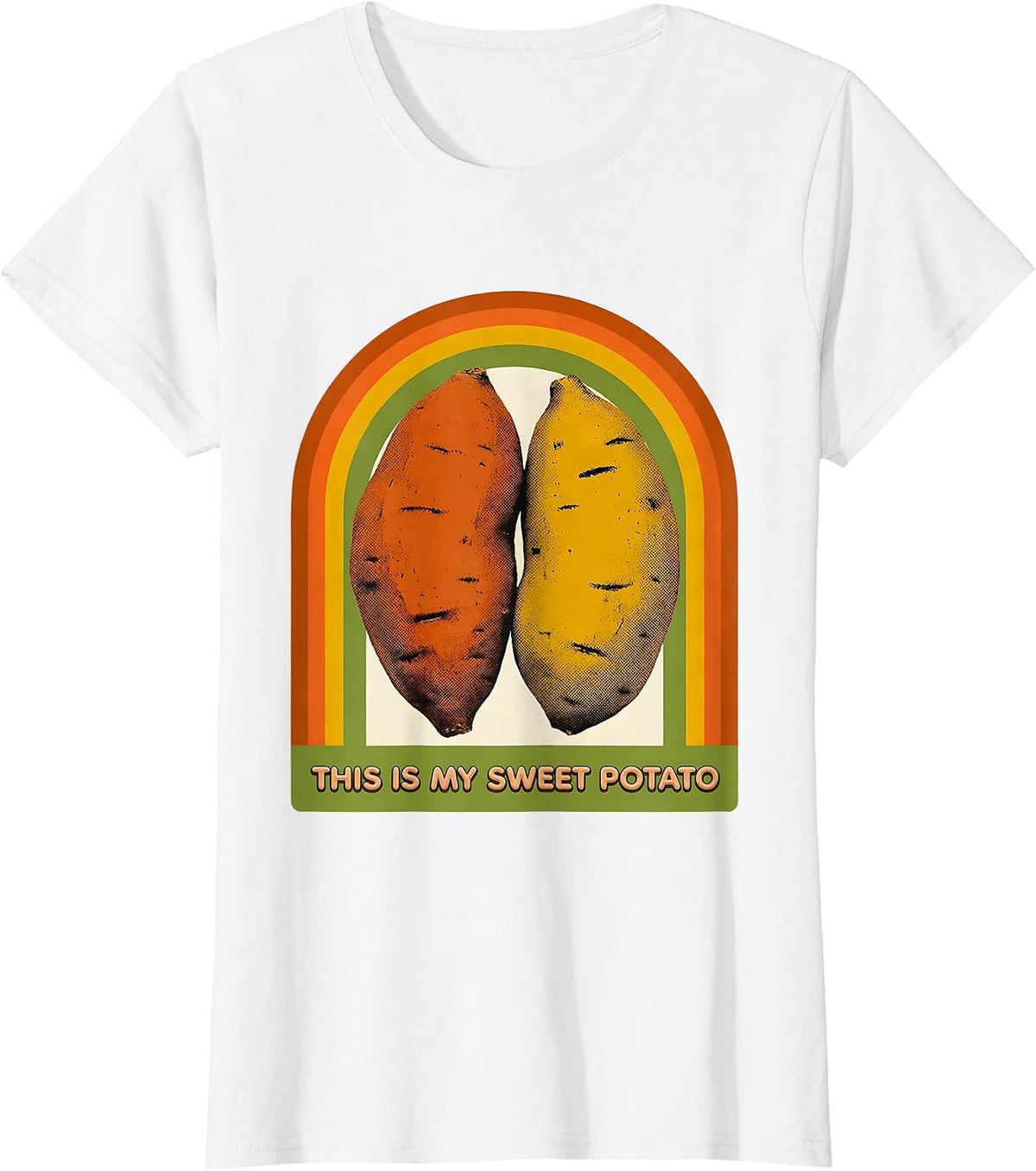Women's This Is My Sweet Potato Retro 70s Couples Thanksgiving T-Shirt - White