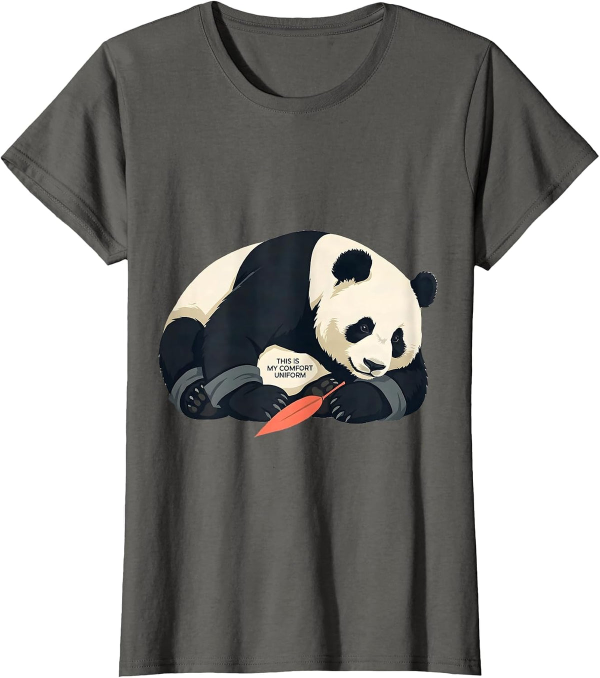 Women's This Is My Comfort Uniform Funny Panda Lover Animal Humor T-Shirt - Asphalt Grey