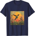 Vintage Sunset Hummingbird T-Shirt - Navy Blue
