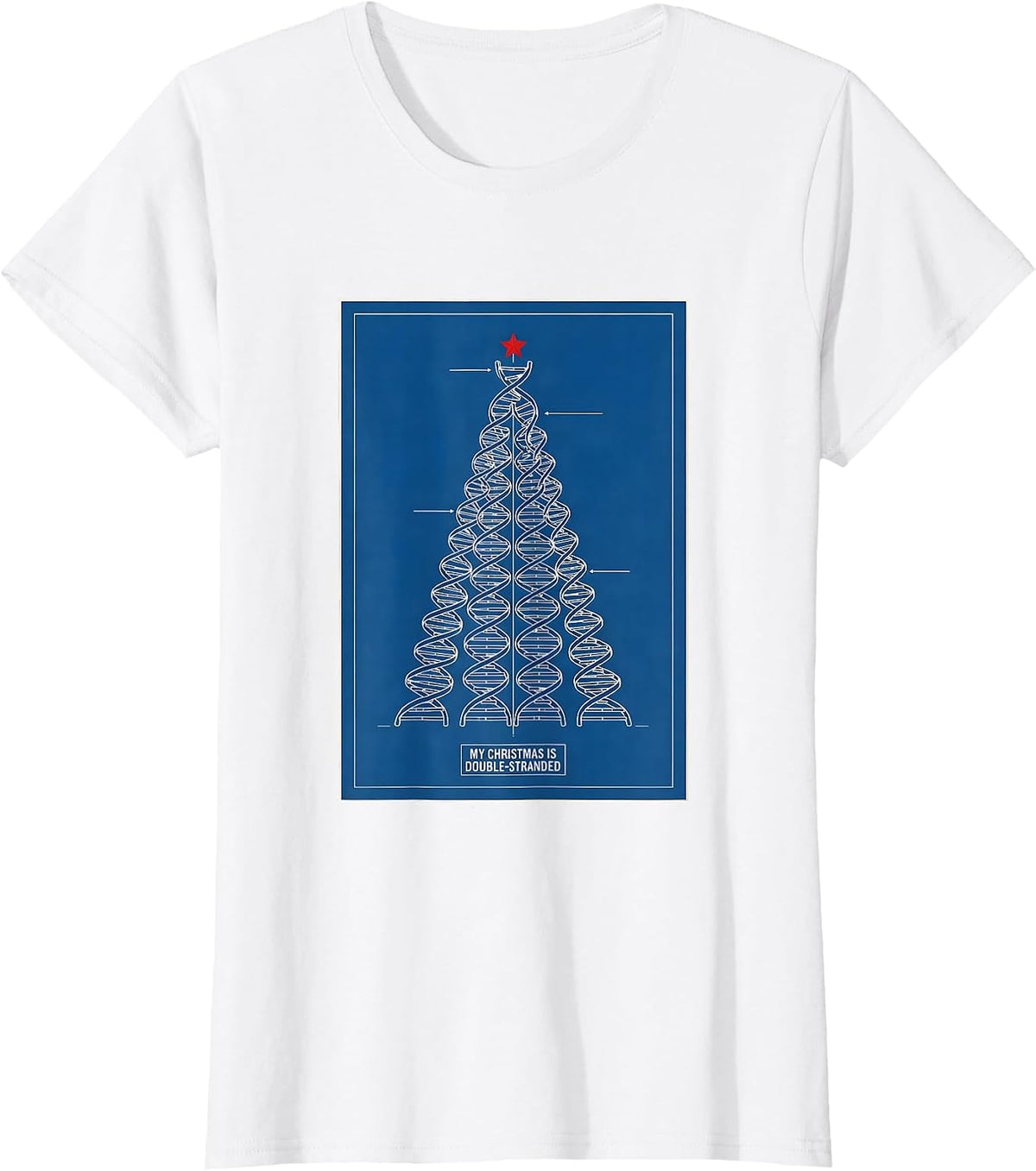 My Christmas Is Double-Stranded Technical Blueprint DNA T-Shirt - White