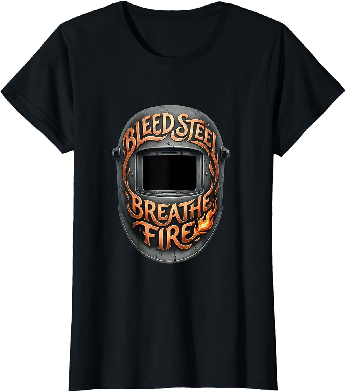 Bleed Steel Breathe Fire Welder Design T-Shirt - Black