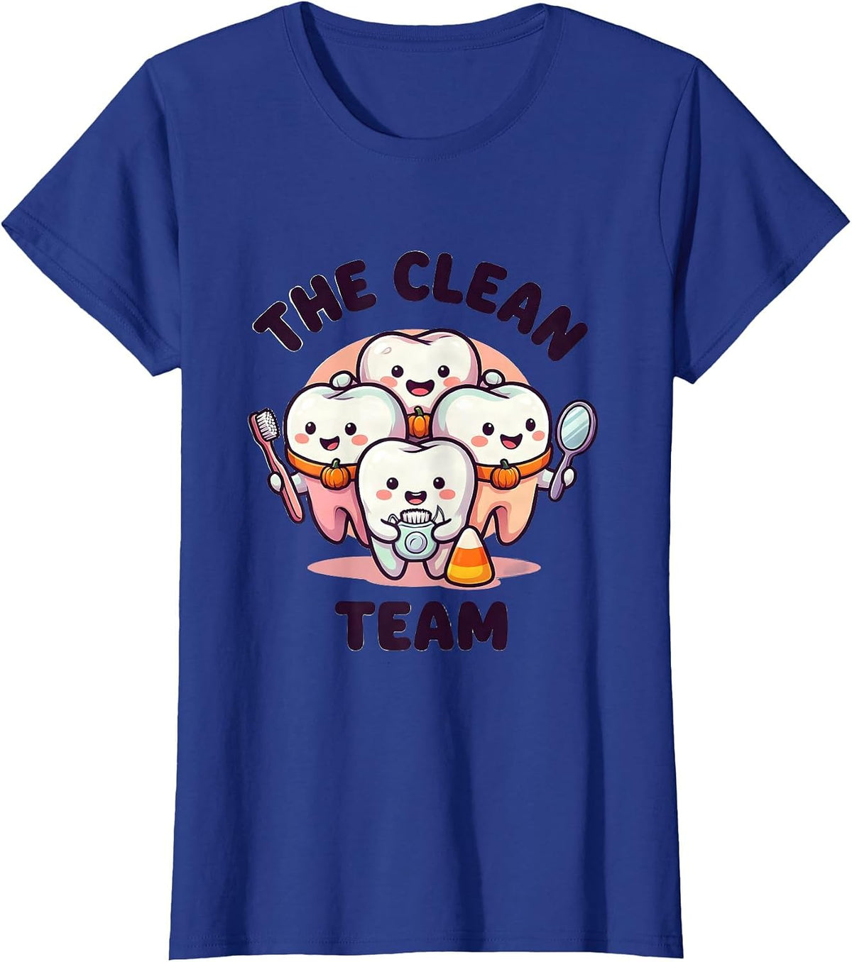 Women's The Clean Team Cute Kawaii Dental Staff Halloween Costume T-Shirt - Royal Blue