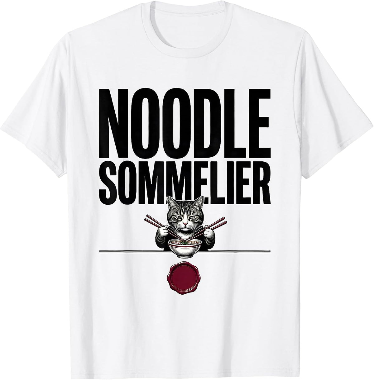 Men's Noodle Sommelier Funny Kawaii Anime Cat Ramen Japanese Art T-Shirt - White